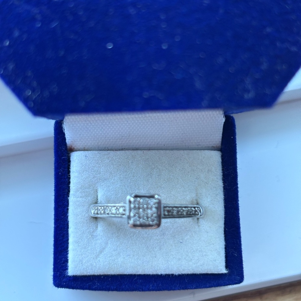 Sterling silver ring with pave  diamonds